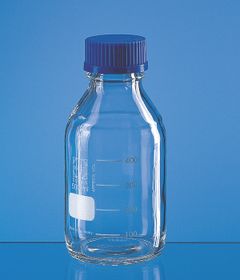 Laborflasche, Boro 3.3, graduiert, mit Schraubkappe PP