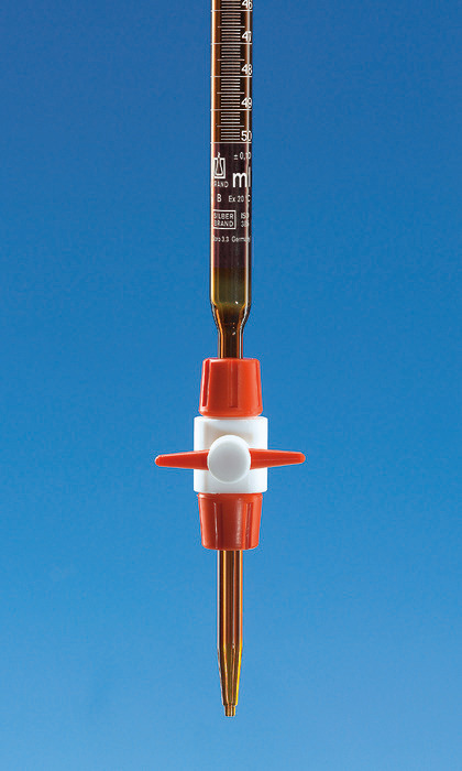 Compact-Burettes, SILBERBRAND, class B, Boro 3.3, amber, with PTFE stopcock Compact-Burettes, SILBERBRAND, class B, Boro 3.3, amber, with PTFE stopcock