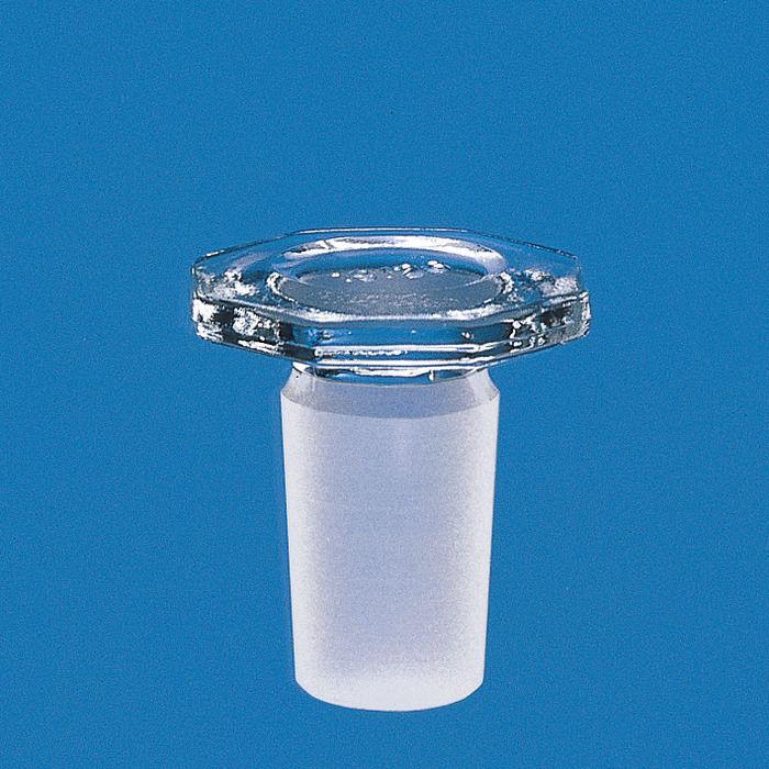 Conical ground joint stopper, Boro 3.3, octagonal grip Conical ground joint stopper, Boro 3.3, octagonal grip