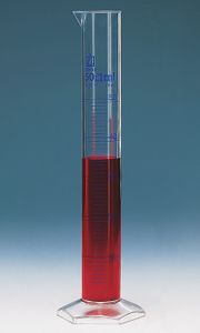 Graduated cylinders, tall form, class B, PMP, blue printed scale