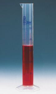 Graduated cylinders, tall form, class B, PP, blue printed scale