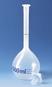Volumetric flasks, PP, class B, transparent, with PP stopper