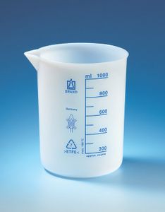 Beakers, short form, ETFE, blue printed scale