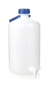 Aspirator bottle, PE-HD, narrow mouth, with screw cap, with carrying handle