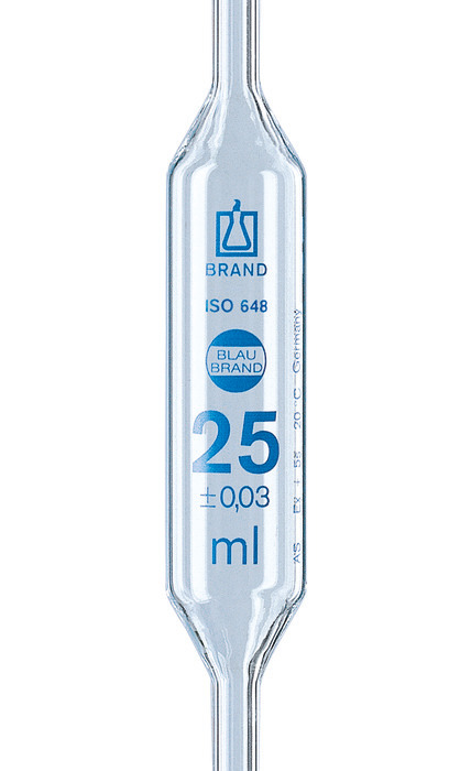 Bulb pipettes, BLAUBRAND®, class AS, 1 mark, blue printed scale, AR-GLAS®, DE-M Bulb pipettes, BLAUBRAND®, class AS, 1 mark, blue printed scale, AR-GLAS®, DE-M