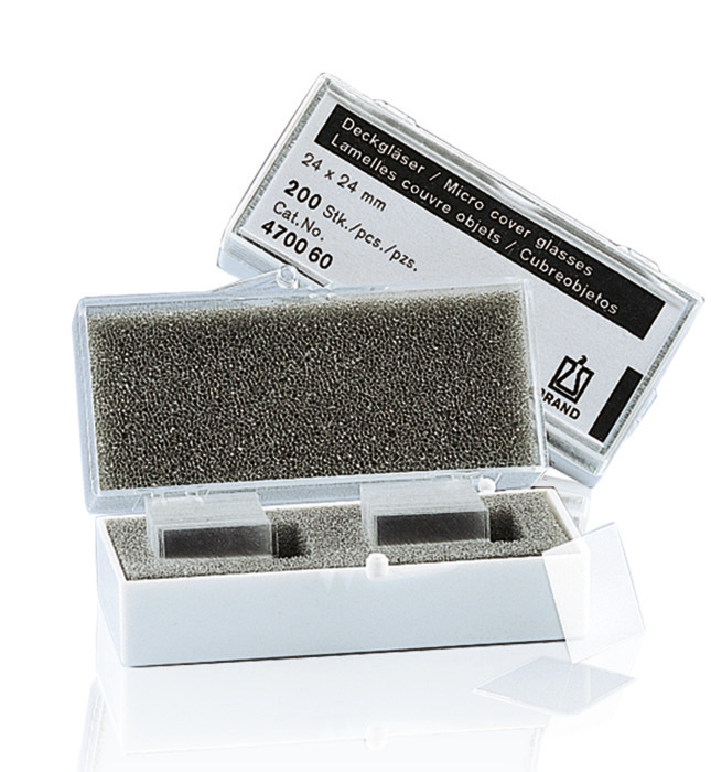 Cover glasses, thickness no. 1, pure white Cover glasses, thickness no. 1, pure white