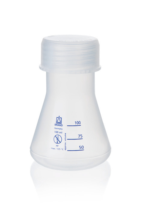Erlenmeyer flasks, wide neck, PP, graduated, with screw cap GL 45 Erlenmeyer flasks, wide neck, PP, graduated, with screw cap GL 45