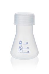 Erlenmeyer flasks, wide neck, PP, graduated, with screw cap GL 45