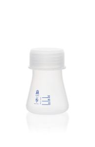 Erlenmeyer flasks, wide neck, PP, graduated, with screw cap GL 45