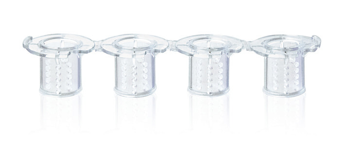 Bandes d'inserts, avec canaux (Inlet Opening System*), PC-Membrane, barrettes de 4, pour BRANDplates® 24/6 puits, BIO-CERT® CELL CULTURE QUALITY, stérile Bandes d'inserts, avec canaux (Inlet Opening System*), PC-Membrane, barrettes de 4, pour BRANDplates® 24/6 puits, BIO-CERT® CELL CULTURE QUALITY, stérile