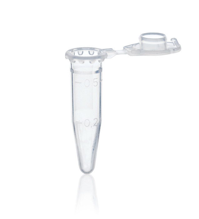 Microcentrifuge tubes, PP, 0,5 ml, with attached cap, transparent, BIO-CERT® PCR QUALITY Microcentrifuge tubes, PP, 0,5 ml, with attached cap, transparent, BIO-CERT® PCR QUALITY