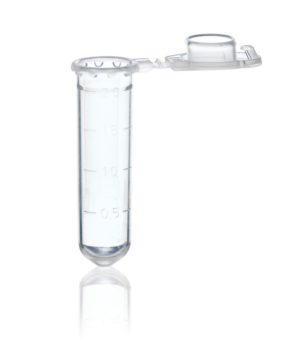 Microcentrifuge tubes, 2 ml, PP, with attached cap, transparent, BIO-CERT® PCR QUALITY