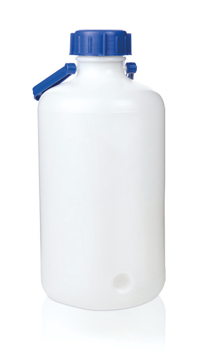 Lagerflasche, PE-HD, Enghals, mit Schraubkappe, mit Tragegriff Lagerflasche, PE-HD, Enghals, mit Schraubkappe, mit Tragegriff