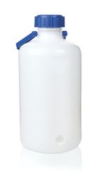 Storage bottle, PE-HD, narrow mouth, with screw cap, with carrying handle