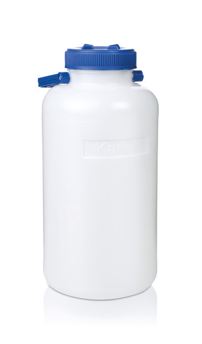 Storage bottle, PE-HD, wide neck, with screw cap, with carrying handle Storage bottle, PE-HD, wide neck, with screw cap, with carrying handle