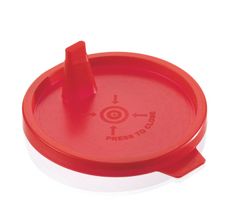 Push-on lid for urine beaker, PE, red, CE-IVD