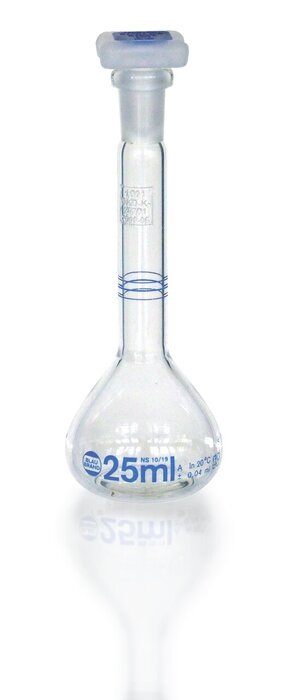 Volumetric flasks, 3 marks, BLAUBRAND®, class A, Boro 3.3, DE-M, DAkkS certificate Volumetric flasks, 3 marks, BLAUBRAND®, class A, Boro 3.3, DE-M, DAkkS certificate