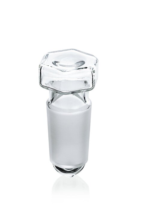 Kegelschliffstopfen, Boro 3.3, sechskant, hohl