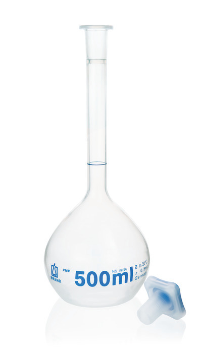 Volumetric flasks, PMP, class B, transparent, with PP stopper